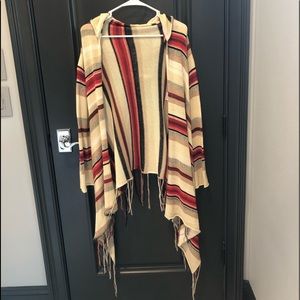Goddis Linsey hooded wrap sweater with fringe
